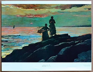 Winslow Homer Sunset Saco Bay Vintage Original 1st Ltd Ed 1960 Lithographie - Bild 1 von 1