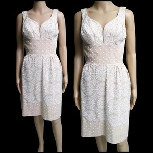 Vintage Lilli Diamond bridal short cocktail dress with lace and nude lining - Picture 1 of 7