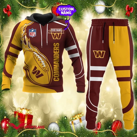 Washington Commanders 2Pcs Customized Tracksuit Pullover Hoodie Jogger Pants Set Cover