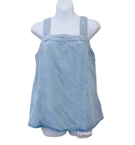 Top Eddie Bauer Tranquil senza maniche scollo quadrato ricamato taglia S blu - Foto 1 di 7