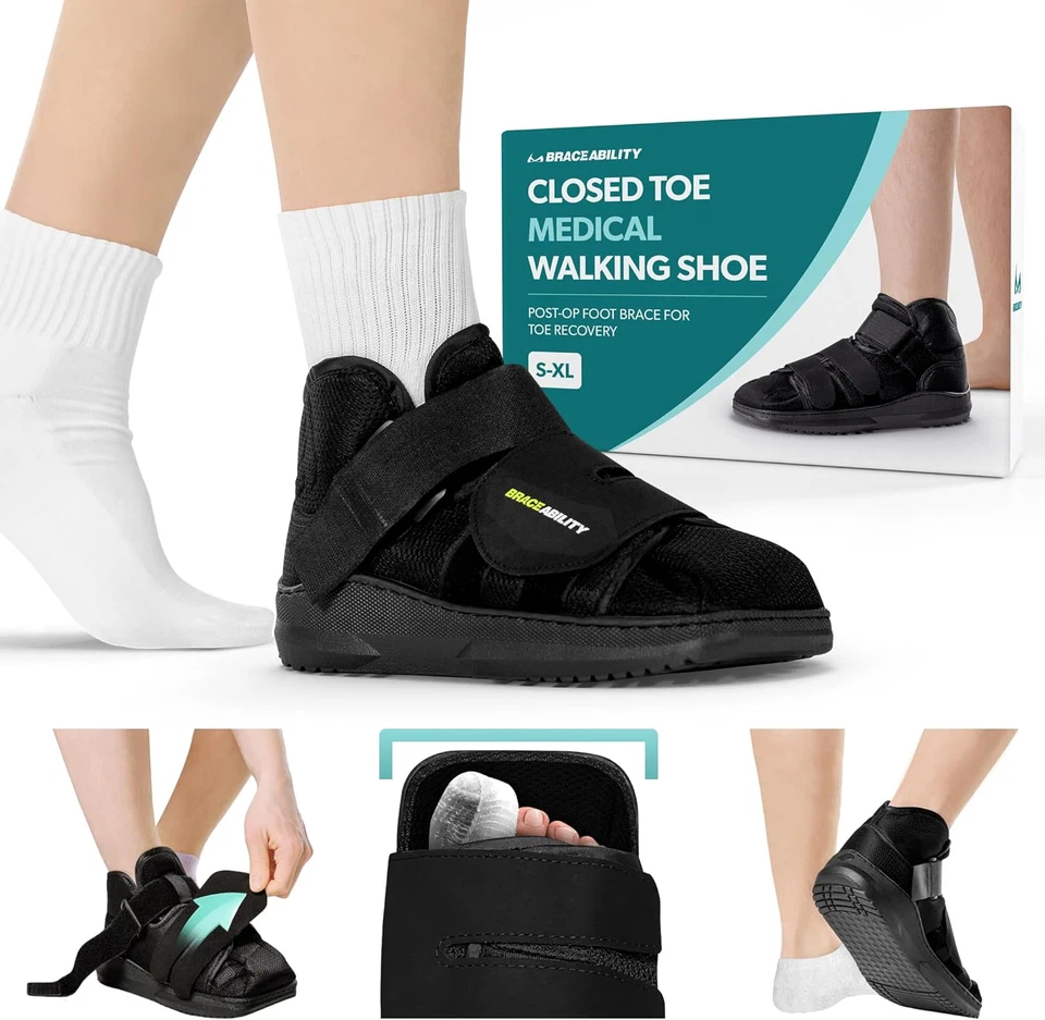 Braceability Closed Toe Walking Shoe - Lightweight Broken Toe Cast Boot Fractu