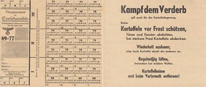 Drittes Reich, Bezugsausweis für Speisekartoffeln 1944/45, f.ksfr. - Picture 1 of 1
