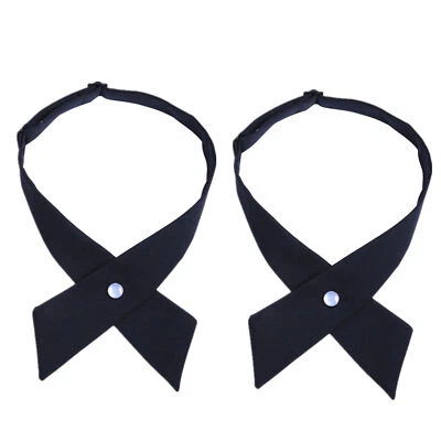 2pcs Adjustable Criss-Cross Bow tie School Uniform Pre-tied Bowknot Women Girls - Image 1 of 4