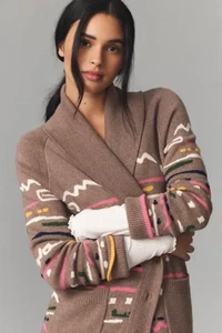 Kerri Rosenthal Shawl Cashmere Cardigan Anthropologie Brown Western Size S NEW - Picture 1 of 5
