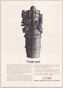 Bristol Siddeley Viper Turbine Jet Engine "Tough Guy" Vintage Print Ad 1963 - Picture 1 of 5