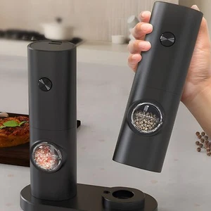 2x Electric Salt and Pepper Grinder Auto Mill Shaker Adjustable Coarseness + LED - Picture 1 of 13