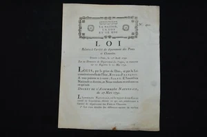 ARCHIVE REVOLUTION FRANCAISE-LOI PONTS ET CHAUSSEES-EPINAL-MIRECOURT 1791 - Imagen 1 de 3