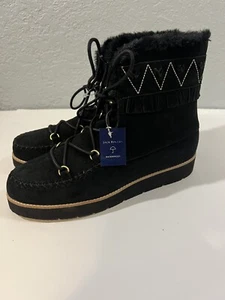 Jack Rogers Women's 9.5M Vera Suede Lace Up Fur Lined Waterproof Moc Boots - Picture 1 of 9