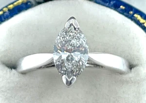 Marquise Diamond Solitaire 0.71 Carats 18ct White Gold Size I BA260 - Picture 1 of 12