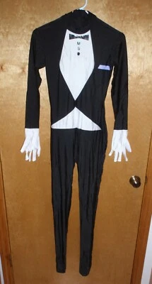 Tuxedo Costume Adult Halloween Cosplay Bachelor Party 2nd Skin BODY SUIT Butler - Image 1 of 4