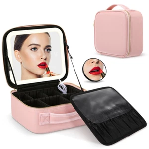 Makeup Bag with Mirror LED Light Travel Toiletry Bags for Traveling - Picture 1 of 5