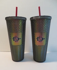 2 NEUE Starbucks San Diego State University SDSU Venti Nieten Becher schwarz - Bild 1 von 9