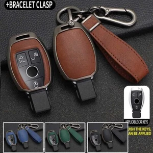 Car Key Fob Case Cover for Mercedes Benz GLC CLS C E S Class Zinc alloy Leather - Picture 1 of 16