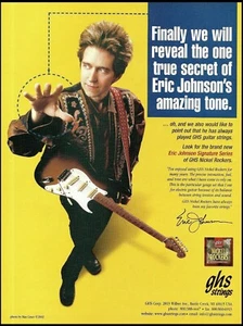 Cuerdas Eric Johnson Signature GHS en guitarra Fender Stratocaster 2002 impresión de anuncio - Imagen 1 de 3