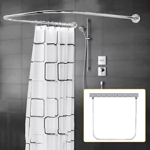 Duschvorhangstange U-Form Ecke Halterung Badewanne Bogenstange Edelstahl Bad - Bild 1 von 17
