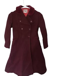 Vtg Top Coat Long Burgundy Coat Made In England Forever Classic Girls Size 10 - Picture 1 of 11