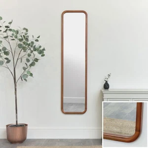 Tall Wooden Curved Framed Wall Mirror retro mid century modern decor - Picture 1 of 5