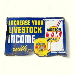Original Vintage Morton Salt Increase Your Livestock Income Metal Sign Ad 24x36 - Picture 1 of 11