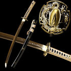 30 Dragon Theme Sword Wakizashi 1095 Carbon Steel Gold Blade Full Tang Sharp