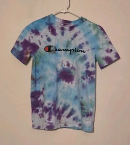 Champion Standard Fit blau lila T-Shirt Kinder Größe XL, Custom Batik  - Bild 1 von 3