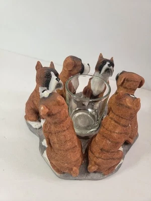 Candelabro votivo vintage Boxer Circle Continental Creations cachorro mascotas perro Foto 1 de 4