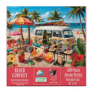 SUNSOUT INC - Beach Campout - 500 pc Jigsaw Puzzle by Artist: Rafael (US IMPORT) - Bild 1 von 5