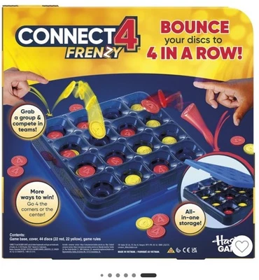 Connect 4 Frenzy Game Bounce Discs 4 The Win Family Party Games 2 to 6 Players - Image 1 of 4