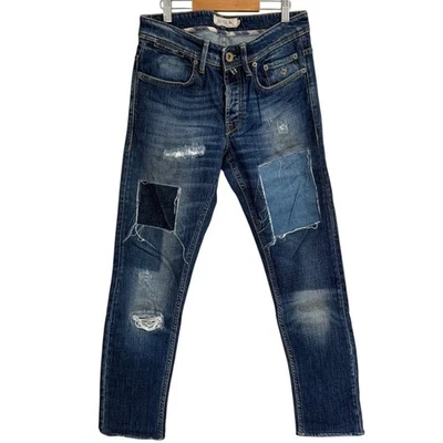 Pantalones de mezclilla SIVIGLIA elásticos con retazos, talla 29, azul índigo para hombre USADOS Foto 1 de 4