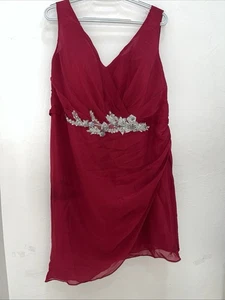 Neu mit Etikett JJ’s House Hochzeitskleid für besondere Anlässe Größe 18W burgunderrot - Bild 1 von 9