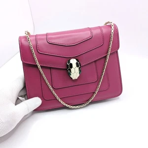 Borsa a tracolla BVLGARI Serpenti catena pelle bordeaux usata - Foto 1 di 12