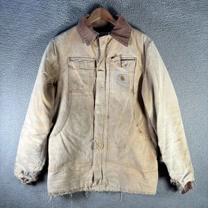 Vintage Carhartt Arctic Jacke Distressed Duck Canvas Arbeitsmantel Beige 42 S - Bild 1 von 10