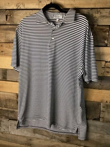peter millar summer comfort navy/ white striped polo men’s size large - Picture 1 of 4