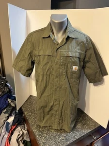 Carhartt Force Men’s Relaxed Fit SS Button Down Vented Work Shirt Olive Drab Med - Picture 1 of 16