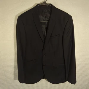 ASOS 36R Wool Blazer Jacket Men Black 2 Button Lined Made in Ukraine Formal - Picture 1 of 6