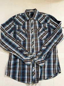 Camicia uomo True Religion 100% cotone perla a scatto blu a quadri XXL USATA IN OTTIME CONDIZIONI - Foto 1 di 6
