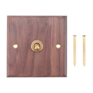 2X(Retro American Industrial  Light  Socket, Solid Wood Brass Toggle  Plate6399 - Picture 1 of 7