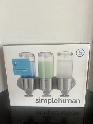 Bombas de jabón acondicionador champú triple montaje en pared Simplehuman BT1029 acero inoxidable Foto 1 de 4