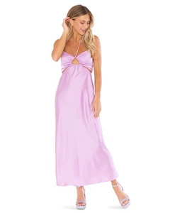 Show Me Your Mumu Women's Jasmine Halter Mini Cocktail Dress, Lilac Luxe Sati... - Picture 1 of 3