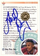 Todd Day certified autograph auto signed Arkansas Razorbacks 1992 Star Pics card