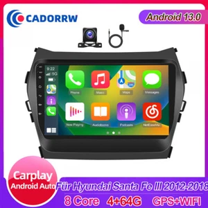 4+64GB 8Core CarPlay Android 13 Autoradio GPS Für Hyundai Santa Fe III 2012-2018 - Bild 1 von 22
