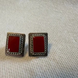 Ohrringe roter Edelstein massiv 925 Sterling Silber - Bild 1 von 3