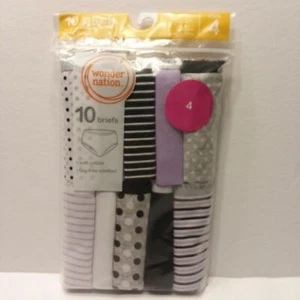 Package of 10 Count Briefs Toddler Girl Wonder Nation Size 4 NIP Tag Free NEW - Picture 1 of 3