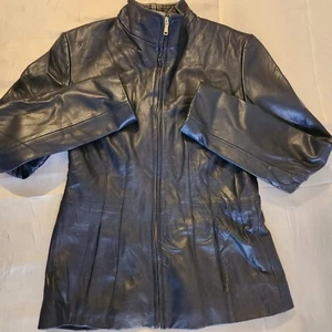 Cole Haan Soft Lamb skin Leather Jacket Women S Moto Biker Y2K Grunge Old Money - Picture 1 of 10