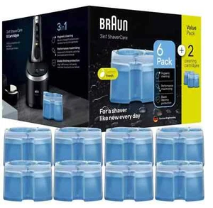 Braun CCR 6+2 Promopack Reinigungskartuschen für Elektrorasierer Zitronenduft - Bild 1 von 6