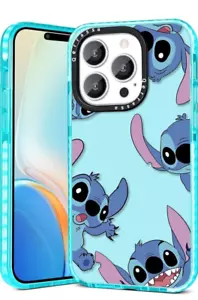 Lilo and Stitch iPhone 14 Pro Max Case - Protective Blue Case with Cute Cartoons - Picture 1 of 6