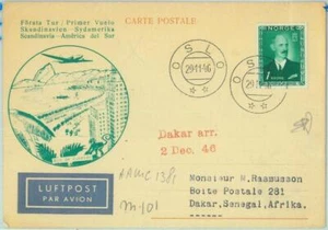 89734 - NORWAY - Postal History - FIRST FLIGHT: Oslo / Dakar Senegal  # 103 1946 - Picture 1 of 1