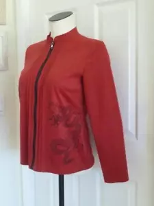 RARA giacca Citron Santa Monica rossa ecopelle scamosciata goffrata drago zip S usata in ottime condizioni - Foto 1 di 13