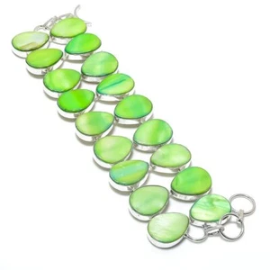 Green Mother Of Pearl Gemstone 925 Sterling Silver Bracelet 7-8" X-Mas Gift P176 - Picture 1 of 3