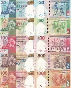 Hong Kong 20 50 100 500 1000 Dollars 2014 P 212d-216d UNC HSBC Set 5 pcs - Picture 1 of 1