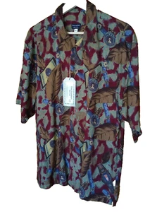 NWT Mens Med. Tony Lambert NY Authentic Classics designer print Rayon shirt btn - Picture 1 of 20